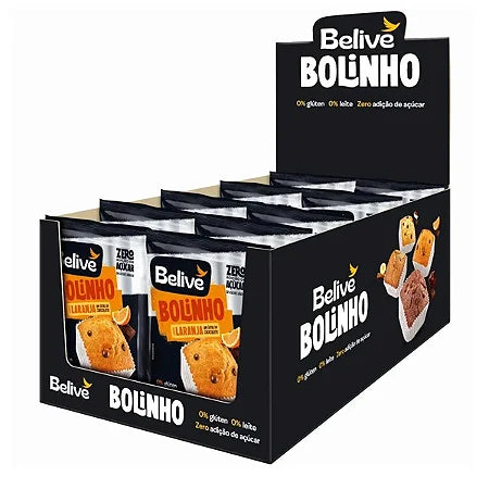 BOLINHO BELIVE S/ACUC/GLUT/LACT.10X40G LAR.C/GOTAS CHOC.