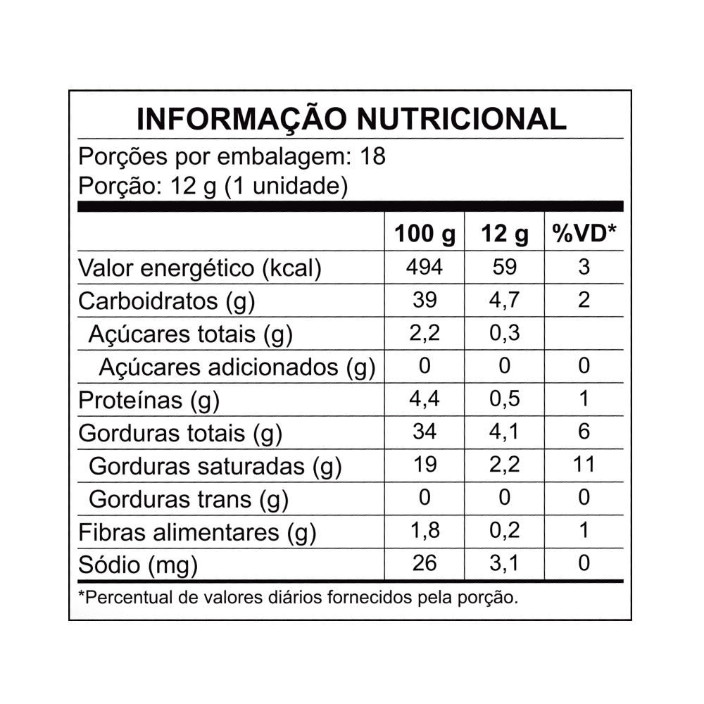 Bombom Chocolate C/Castanha De Cajú Zero Açúcar 270g 18 unidades 12g Flormel