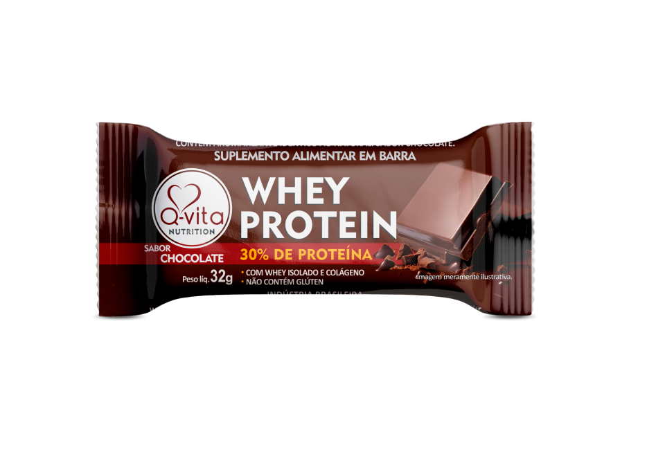 Whey protein bar 20x32g chocolate (barra proteica) | q-vita