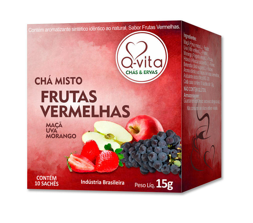 Chá Frutas Vermelhas 15g com 10 sachês | Q-Vita