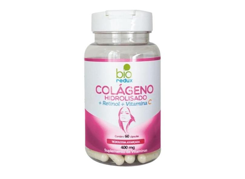 Bio Redux colágeno hidrolisado com retinol e vitamina C 400mg 60 cápsulas | NathurePro