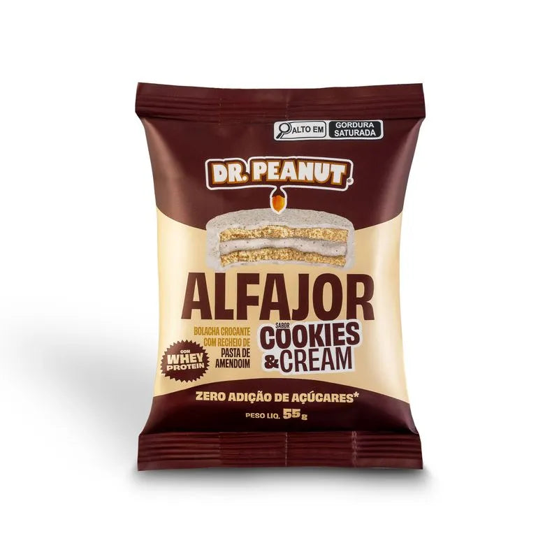 Alfajor Cookies e Cream Proteico 12 unidades 55g Dr. Peanut