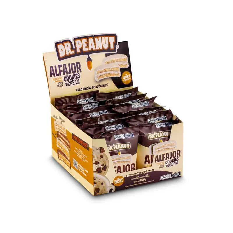 Alfajor Cookies e Cream Proteico 12 unidades 55g Dr. Peanut