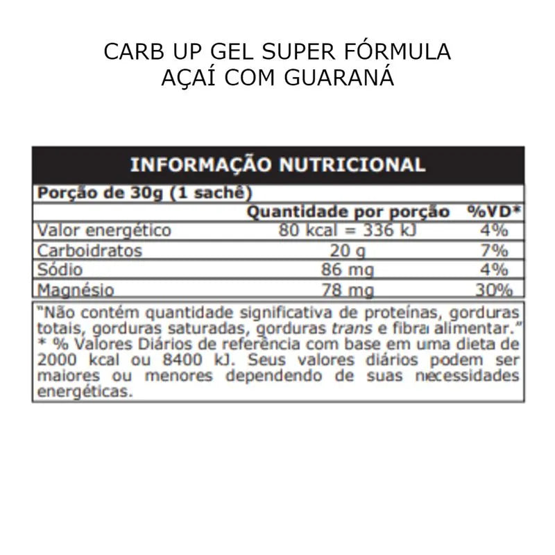 Carb Up Energy Gel Açaí C/Guaraná 10 unidades 30g Probiótica