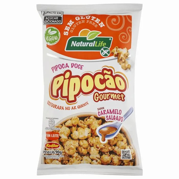 Pipocão Doce Gourmet Vegano Sem Glúten 90g sabor Caramelo Salgado | Natural Life