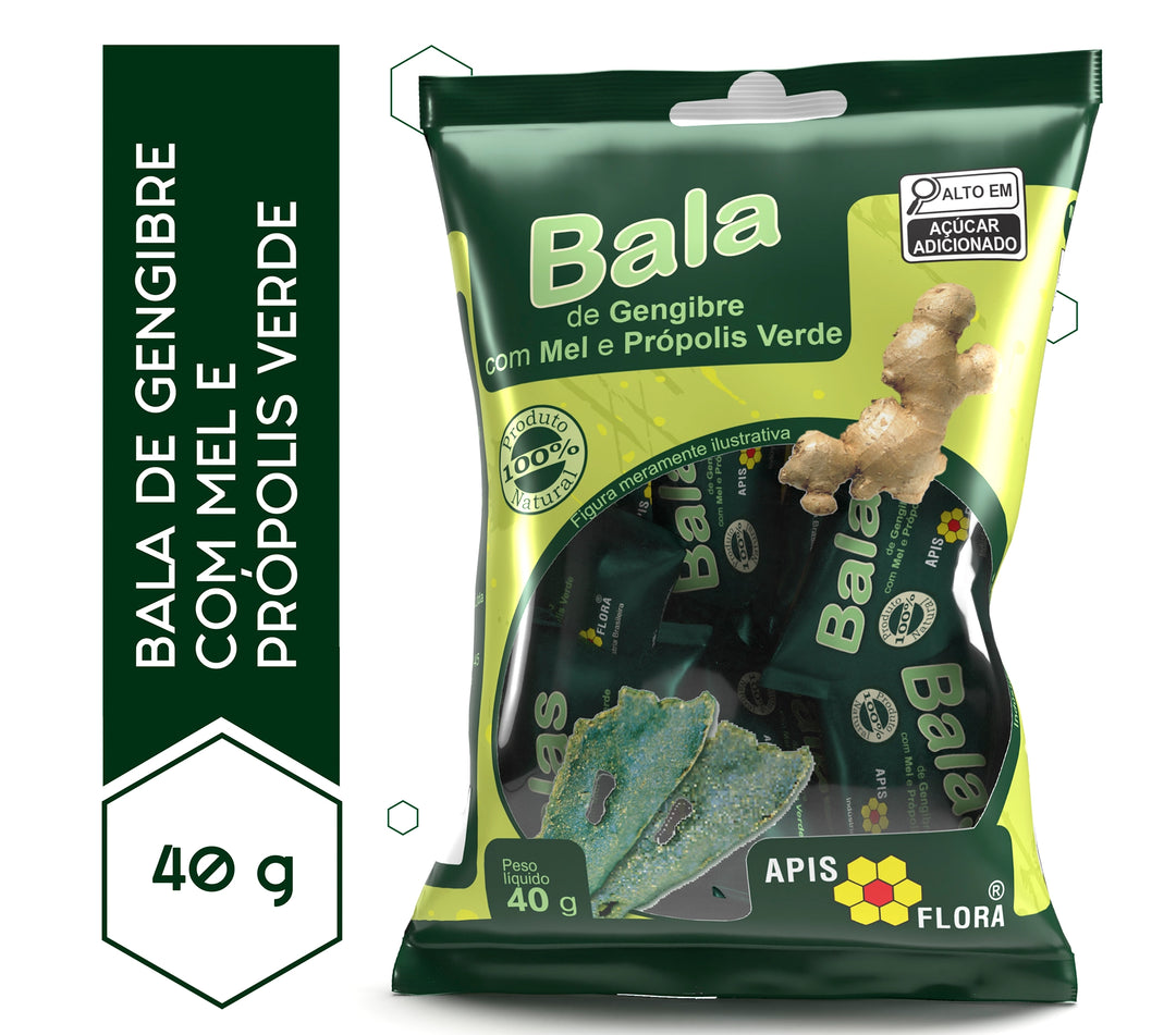 BALAS DE GENGIBRE 40G MEL E PROP.VERDE