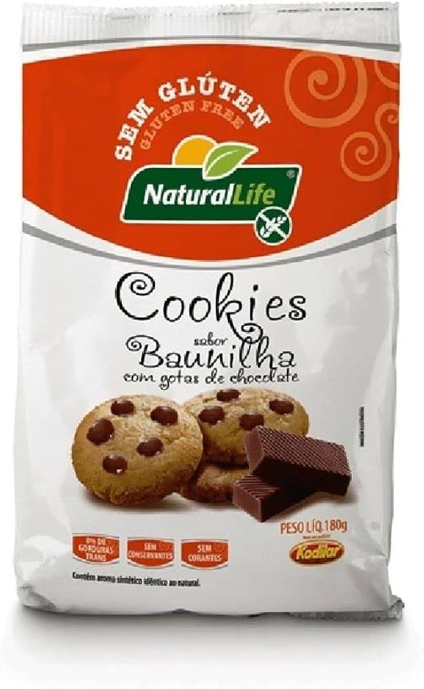 Cookie de Baunilha com Gotas de Chocolate Sem Glutén Natural Life 180g