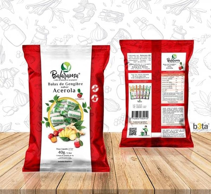 Balas De Gengibre 10 x 40g - Acerola