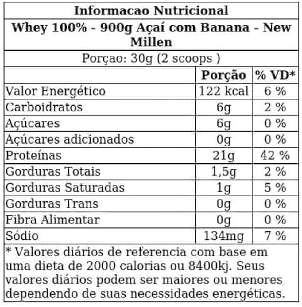 Whey 100% Pote 900g Açaí Com Banana - New Millen