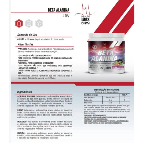 Beta Alanina Natural 150g Health Labs
