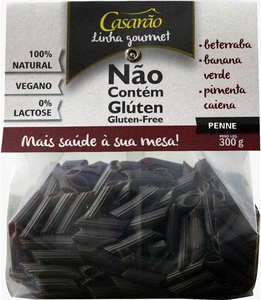 Macarrão de Arroz com Beterraba e Banana Penne Sem Glúten Casarão 300g