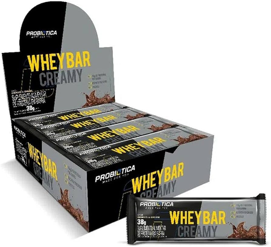 Whey Bar Creamy 12x38g sabor Cookies & Cream | Probiótica