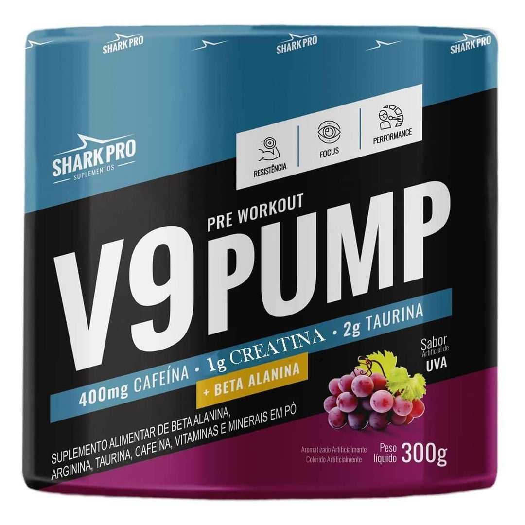 V9 Pump Pré-Treino 300g sabor Uva | Shark Pro