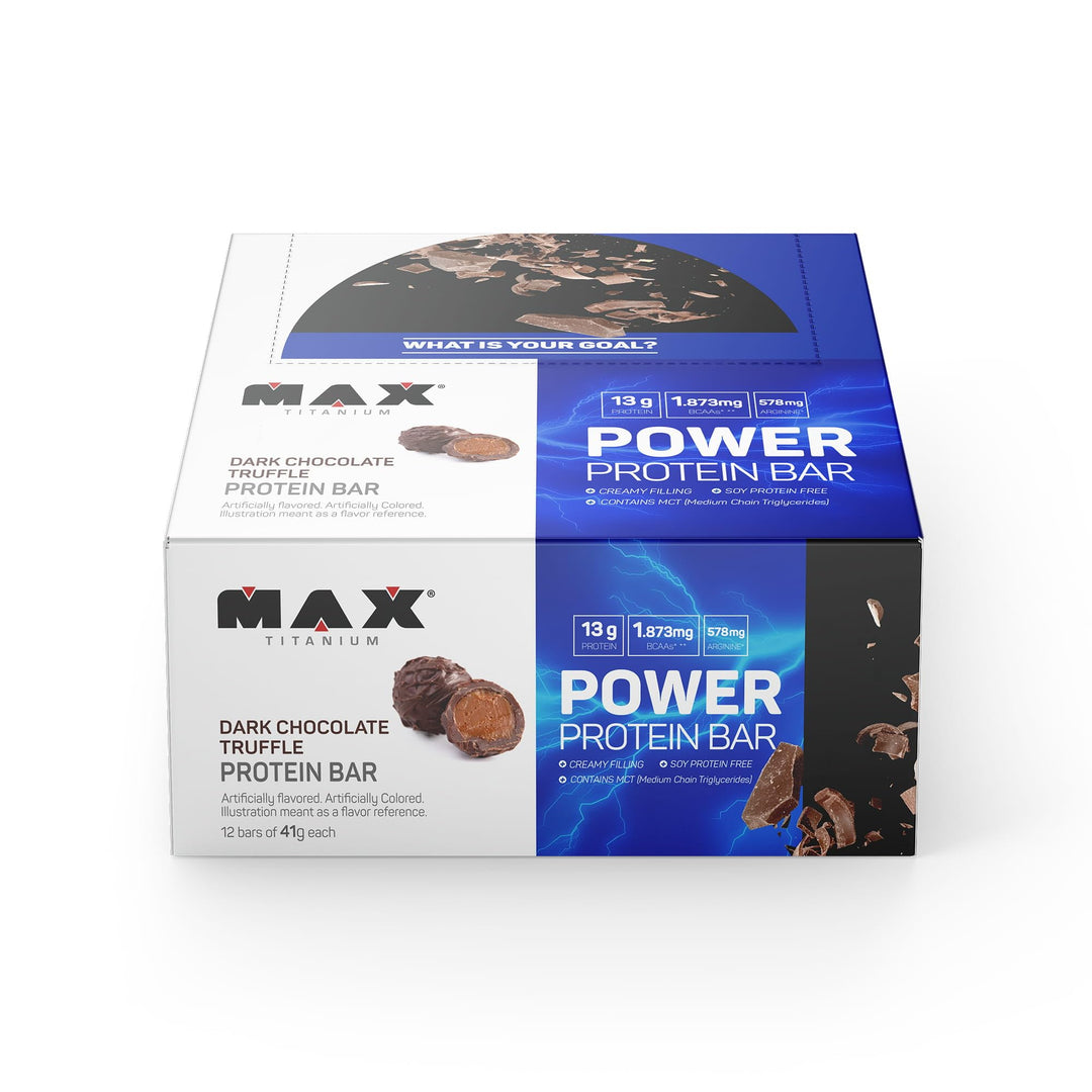 Power Protein Bar - 12 Unidades 41G Dark Chocolate Truffle, Max Titanium