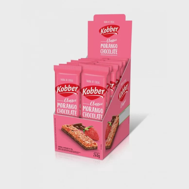 Barra Cereal Morango C/Chocolate 12 unidades 20g Kobber