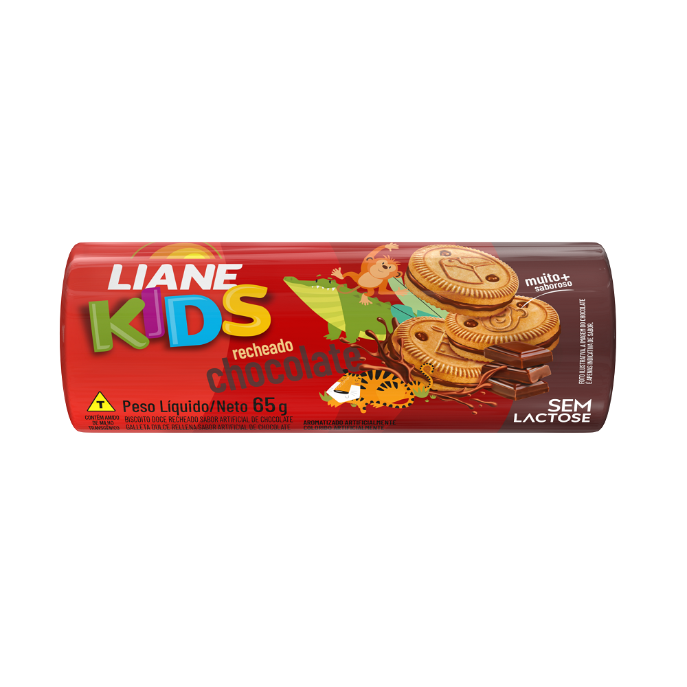 Biscoito Recheado Kids sem Lactose sabor Chocolate 65g | Liane