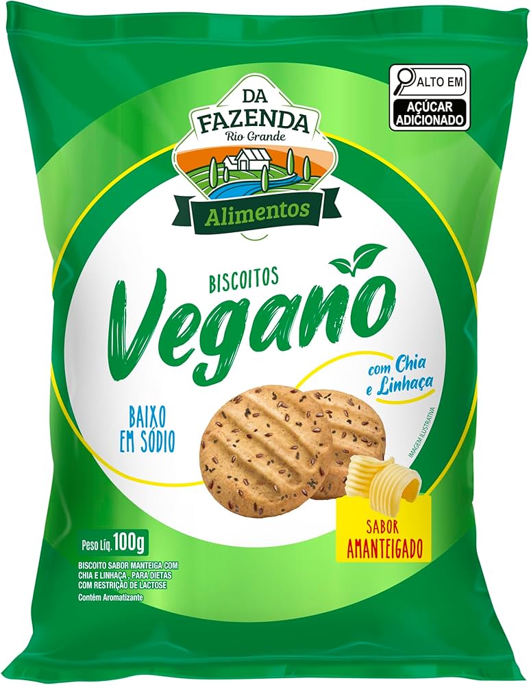 Biscoitos Amanteigado Com Chia e Linhaça Vegano Zero Lactose 100g Biosoft