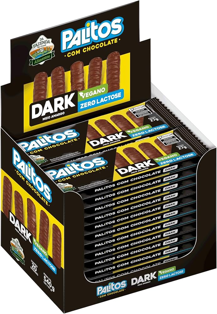 Palitos com Chocolate 20x27g sabor Duplo Chocolate | Biosoft