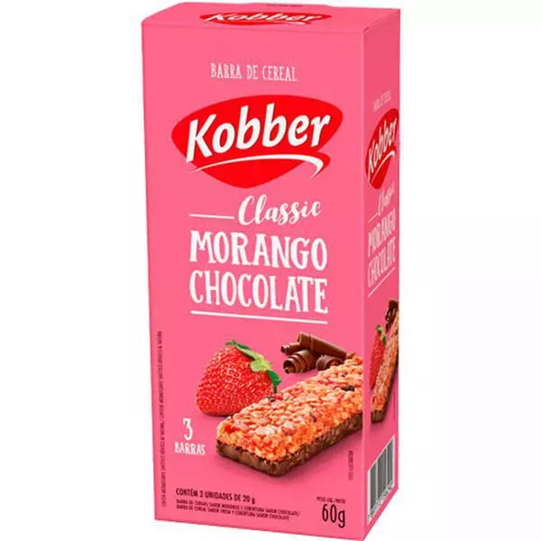 Barra Cereal Classic Morango C/Chocolate 3 unidades 20g Kobber