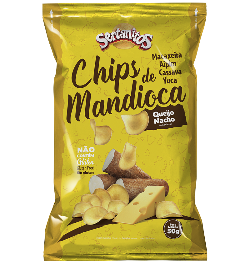 Chips De Mandioca Queijo Nacho 50g  Sertanitos