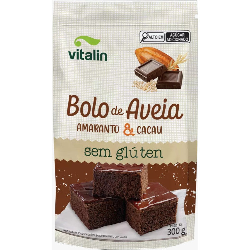 Mistura para Bolo de Aveia Integral Vegano sem Glúten 300g sabor Amaranto e Cacau | Vitalin Alimentos