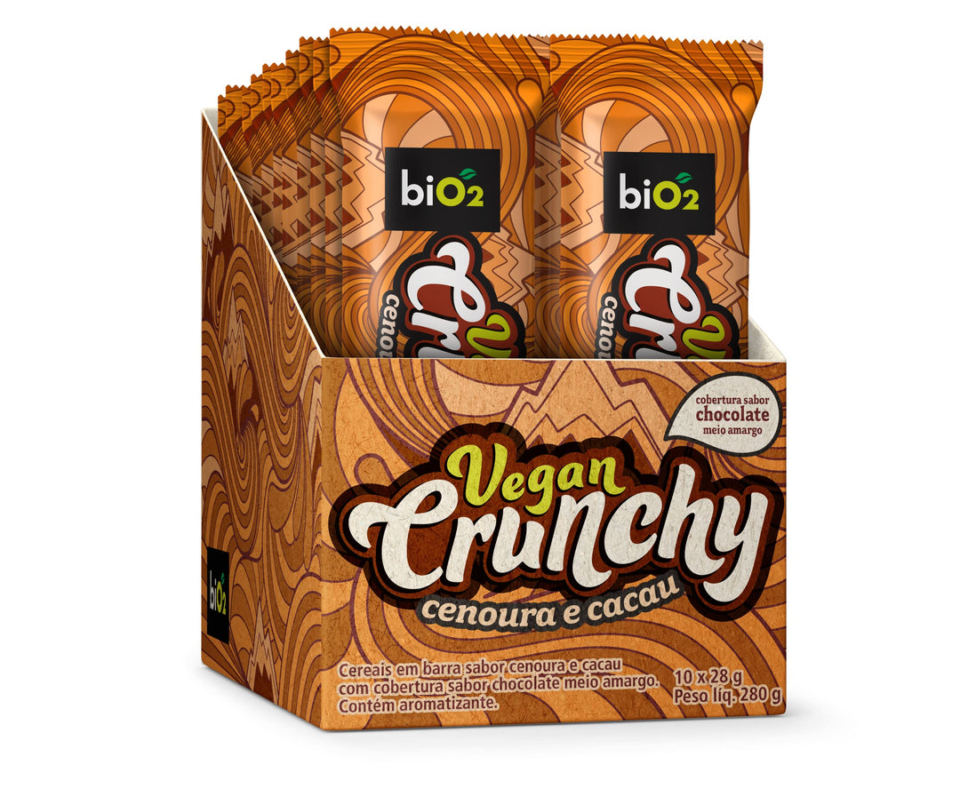 Vegan Crunchy Bar Cenoura e Cacau 10 X 28G Bio2