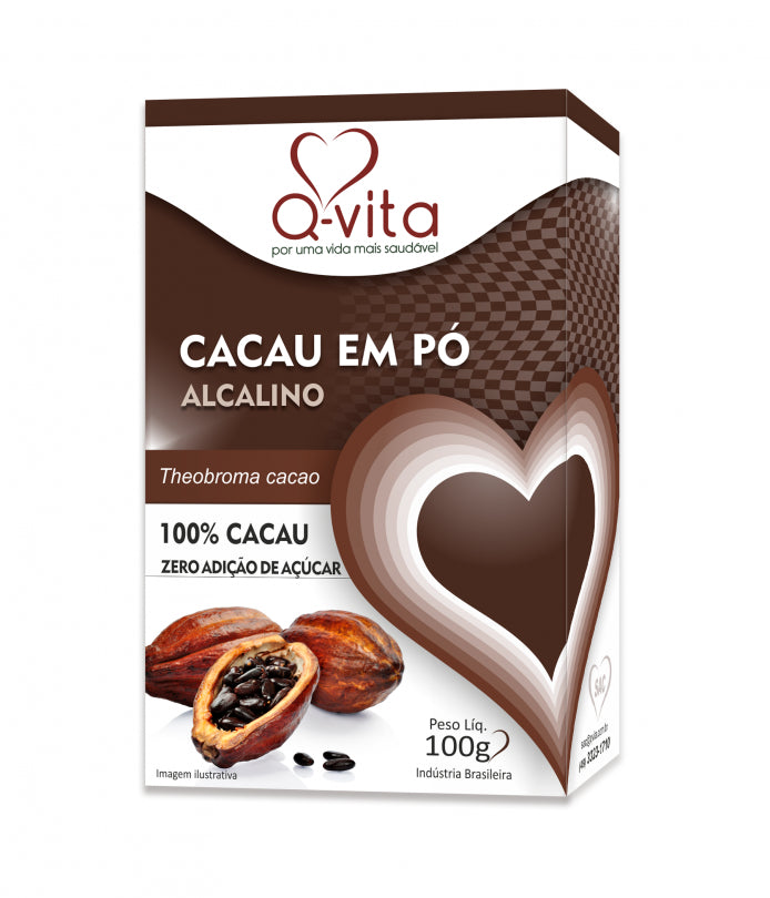 Cacau 100% Em Pó Alcalino 100g Q-Vita