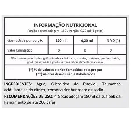 Adoçante Stevia Vegano 30Ml Color Andina