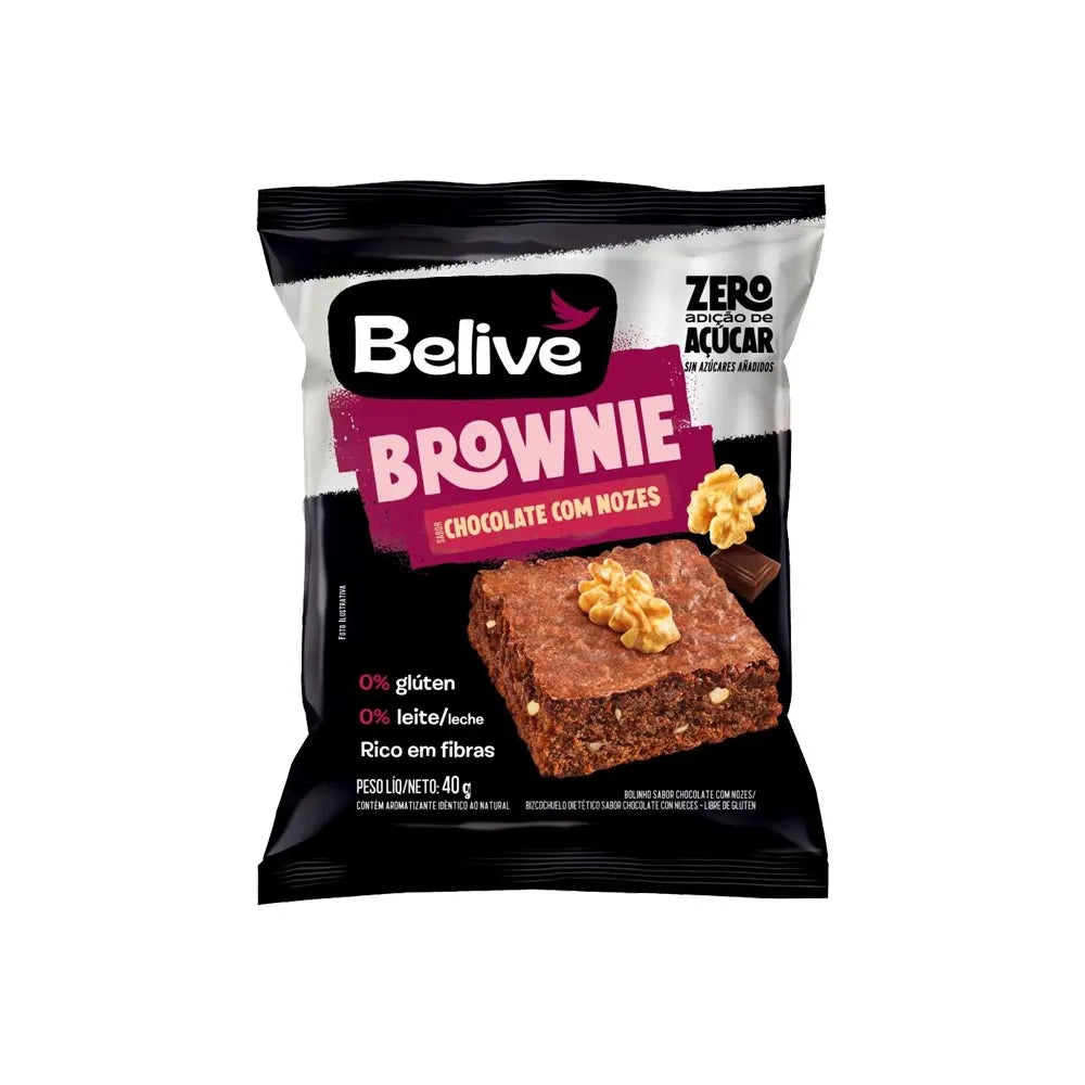 BROWNIE BELIVE ZERO ACUC/GLUT/LACT.10X40G CHOC.C/NOZES