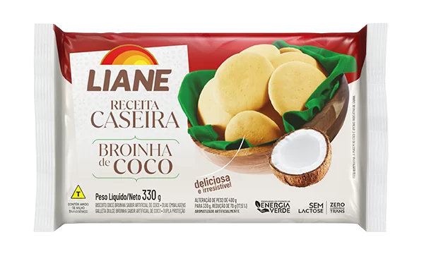 Biscoito Broinha Sem Lactose Receita Caseira 330g Sabor Coco | Liane