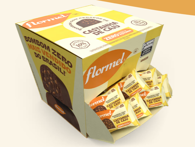 Bombom Chocolate C/Castanha De Cajú Zero Açúcar 270g 18 unidades 12g Flormel