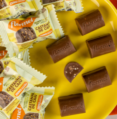 Bombom Chocolate C/Castanha De Cajú Zero Açúcar 270g 18 unidades 12g Flormel