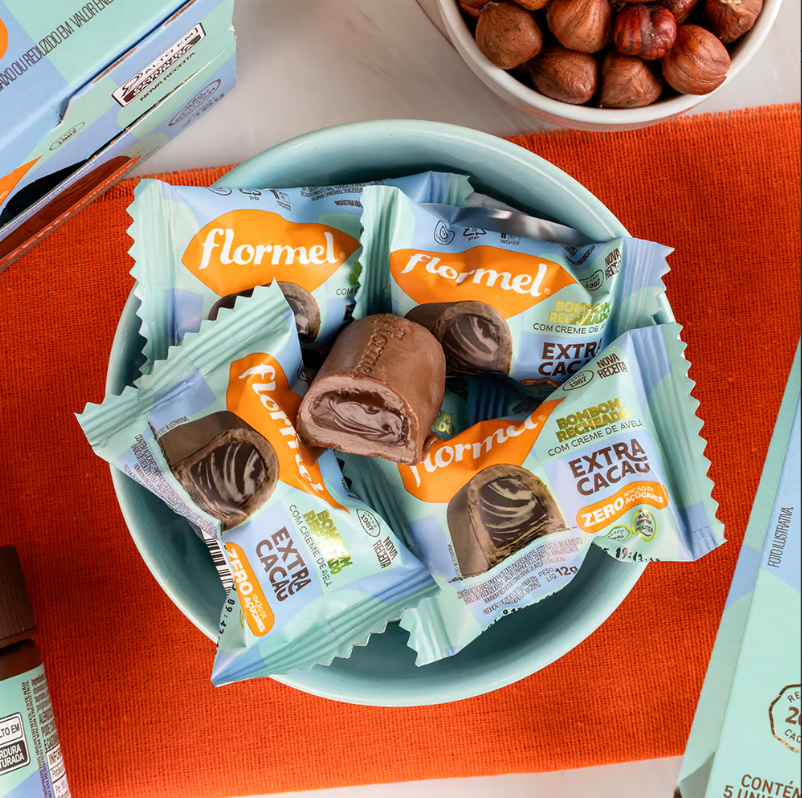 Bombom Chocolate C/Creme Extra Cacau Zero Açúcar 18 unidades 12g Flormel