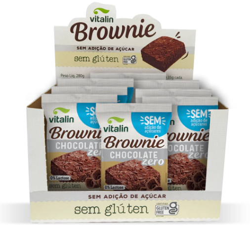 Brownie Chocolate S/Açúcar S/Glúten Integral 8 unidades 35g Vitalin