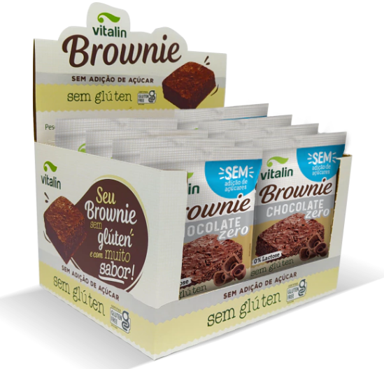 Brownie Chocolate S/Açúcar S/Glúten Integral 8 unidades 35g Vitalin