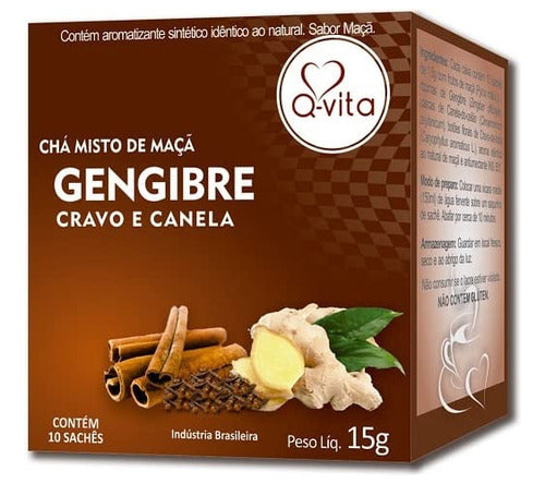 Cha Gengibre Cravo E Canela 15g 10 Saches Q-vita