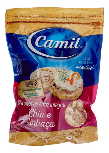 Biscoito de Arroz Integral C/Chia e Linhaça 150g Camil