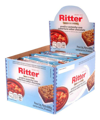 Barra Cereal Sabor Avela c/castanha e Chocolate 24 unidades 25g Ritter