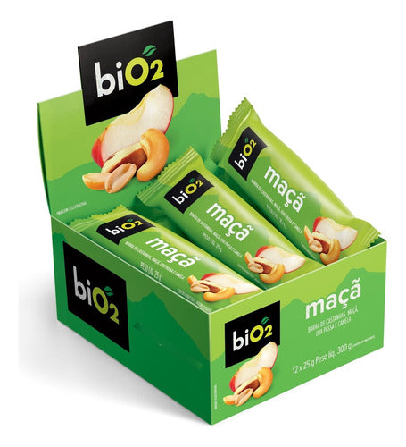 Barra Cereal Orgânica Maça e Castanhas 12 unidades 25g Bio2