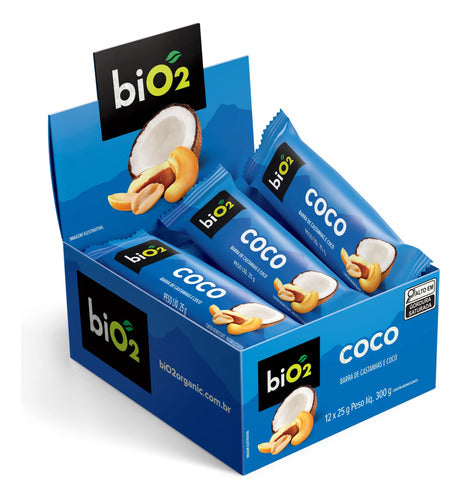 Barra de Castanhas e Frutas c/ Coco 12 unidades 25g biO2