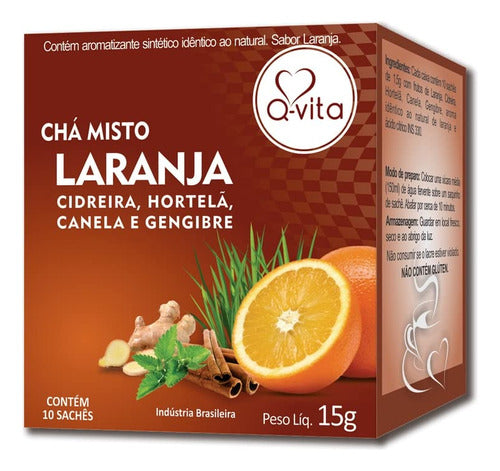 Cha Laranja Cidre/hort/cane/geng.15g 10 Saches Q-vita