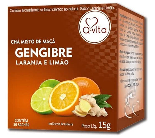 Cha Gengibre Laranja E Limao 15g 10 Saches Q-vita