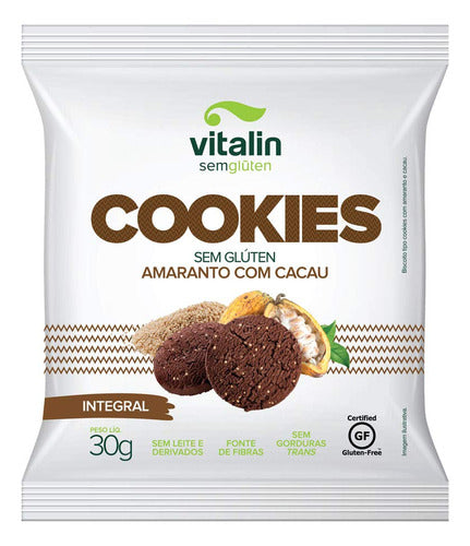 Cookie Integral Amaranto Com Cacau 30g - Vitalin Sem Glúten
