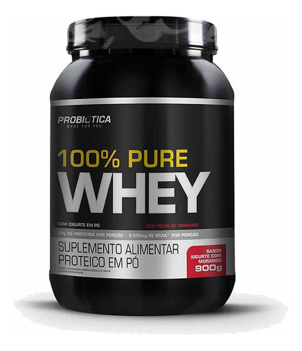 Whey 100% Pure Iogurte c/ Morango 900g Probiótica