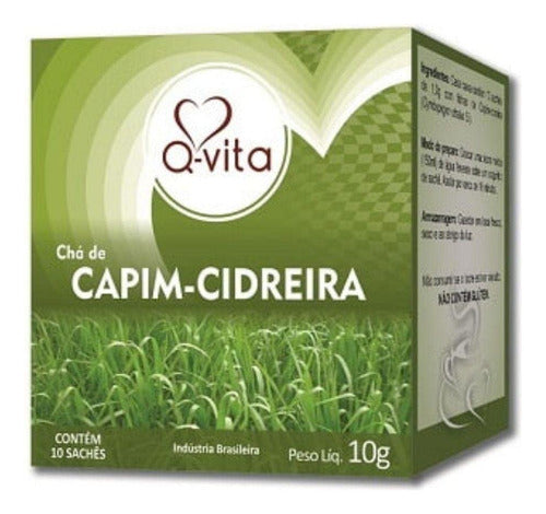 Chá Capim Cidreira 10 unidades 10g Sachês Q-vita