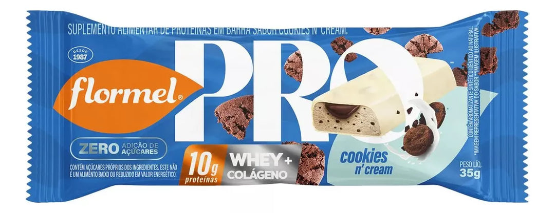 Barra Proteína Chocolate Branco Cookies 12x35g Flormel