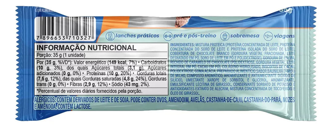 Barra Proteína Chocolate Branco Cookies 12x35g Flormel