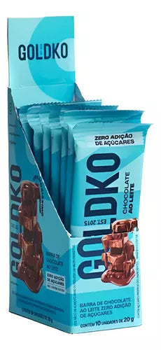 Chocolate Zero Açúcar 10x20g sabor Ao Leite | Goldko