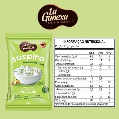 Suspiro Zero Açúcar/Glúten/Lactose 30g Pistache | La Ganexa