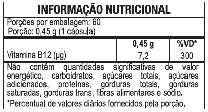 Vitamina B12 60 cápsulas 450mg Duom